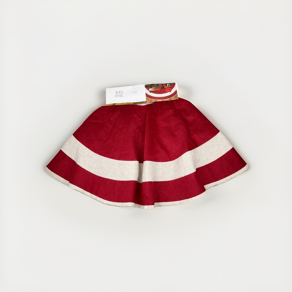 34th And Pine LRG 54" Red And White Christmas‎ Tree Skirt Velvet